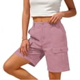 thumbnail image 4 of Livrdious Women's 9" Chino Bermuda Shorts Casual Summer Relaxed Fit Cargo Shorts for Women with Elastic Back Waist, 4 of 7