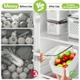 thumbnail image 4 of TINANA 5 Pack Produce Saver Containers for Fridge 12–140 oz, BPA-Free Airtight Food Storage with Removable Colander, Stackable Vegetable & Fruit Keeper Bins, 4 of 5