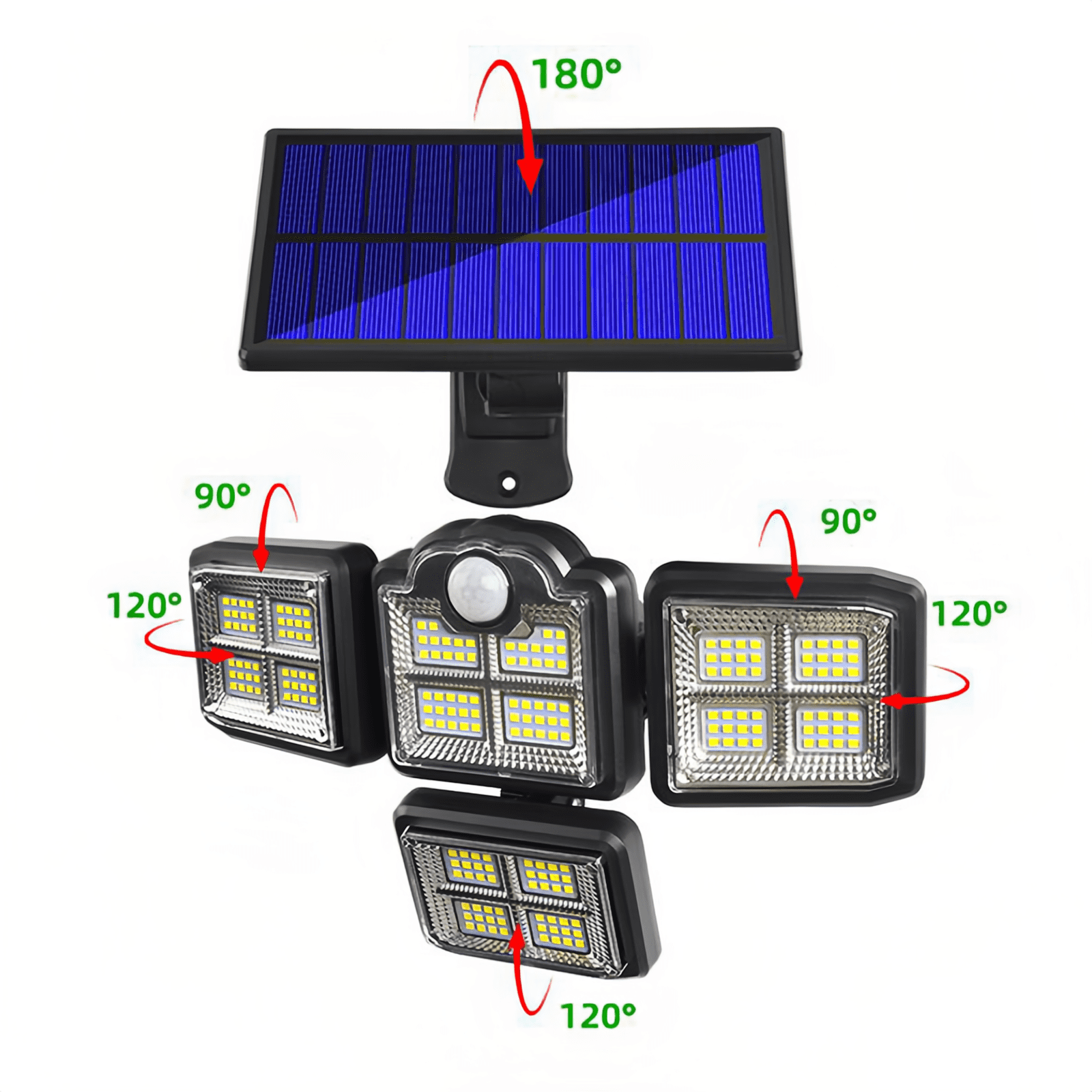 2-Pack Solar Flood Lights for Outside 198LED Motion Activated Security Lights, Separate Solar Panel, 3 Adjustable Head 360°° Wide Lighting Angle, IP65 Waterproof Wall Lamp for Porch Yard Garage