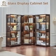 thumbnail image 6 of LELELINKY Farmhouse Display Cabinet with Glass Doors, Curio Cabinet with 3-Color LED Motion-Sensor Light, Walnut, 6 of 10
