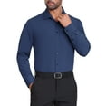 thumbnail image 4 of Camisa de vestir de negocios de manga larga con botones para hombre, color sólido, elástico, azul marino, 4 of 5