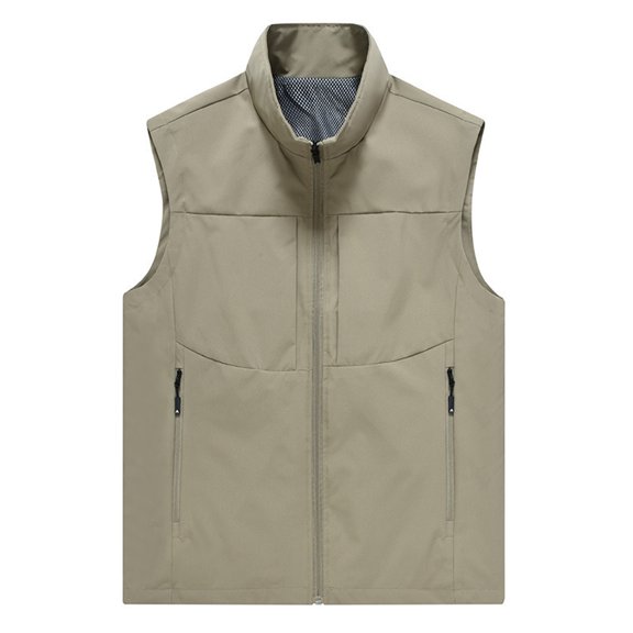 Puffer vest Spring New Casual Breathable Vest Outdoor Photography Fishing Sports Men's Cardigan Stand Collar
