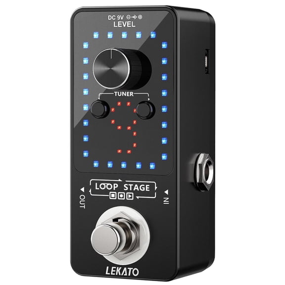 LEKATO Looper Guitar Pedal Guitar Loop Pedal Tuner Pedal 9 Loops 40 Minutes Record Time Unlimited Overdubs for Electric Guitar Bass