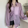 thumbnail image 2 of LEKODE Summer Cardigan Bikini Cover Up Women's Button Down Cardigan Open Front Cardigan Light Weight Cardigan Women Chiffon Cover Up Draped Front Open Sheer Cardigans Purple M, 2 of 4