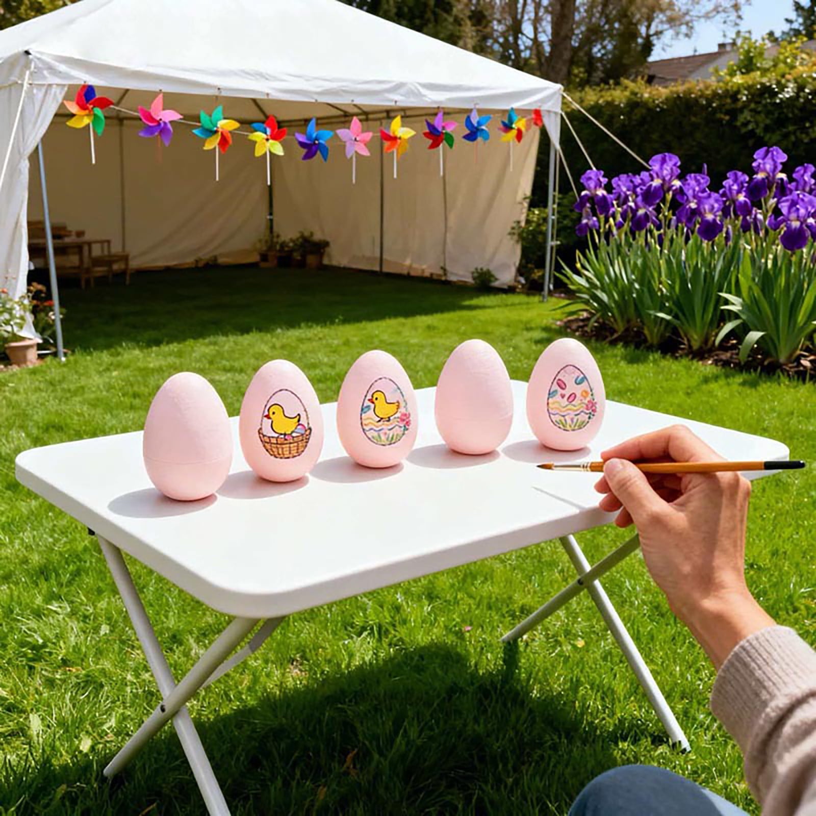 REZUOFI 96 Pcs Easter Eggs Craft Kit for Creative Painting and Decorating, Unfinished Plastic Eggs with Brushes, Fun Art Activity for Home and Classroom 8cm