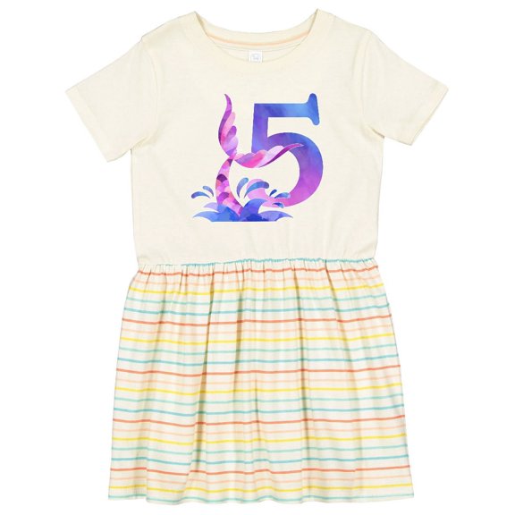 Inktastic 5th Birthday Mermaid Tail Girls Toddler Dress