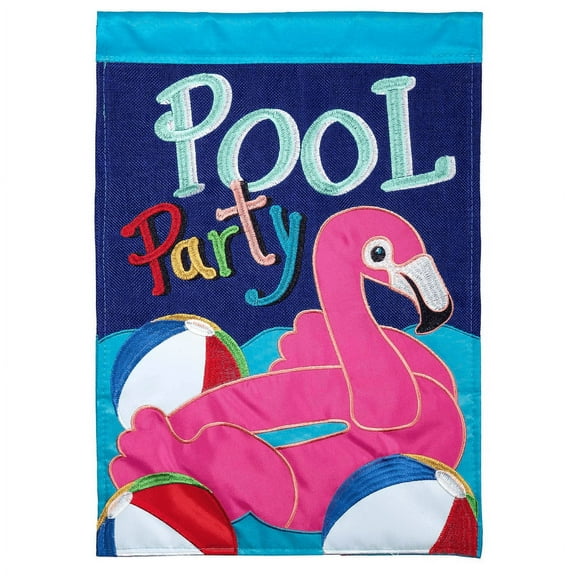 Magnolia Gardens M001319 29 x 42 in. Double Applique Pool Party Burlap Garden Flag - Large