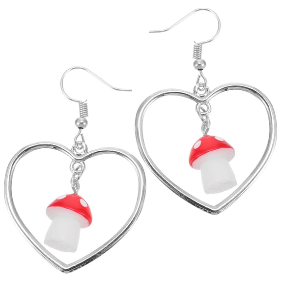 DEEPCRAFF 1 Pair Red Mushroom Shaped Earrings Cute and Comfortable Fashion Jewelry Accessories