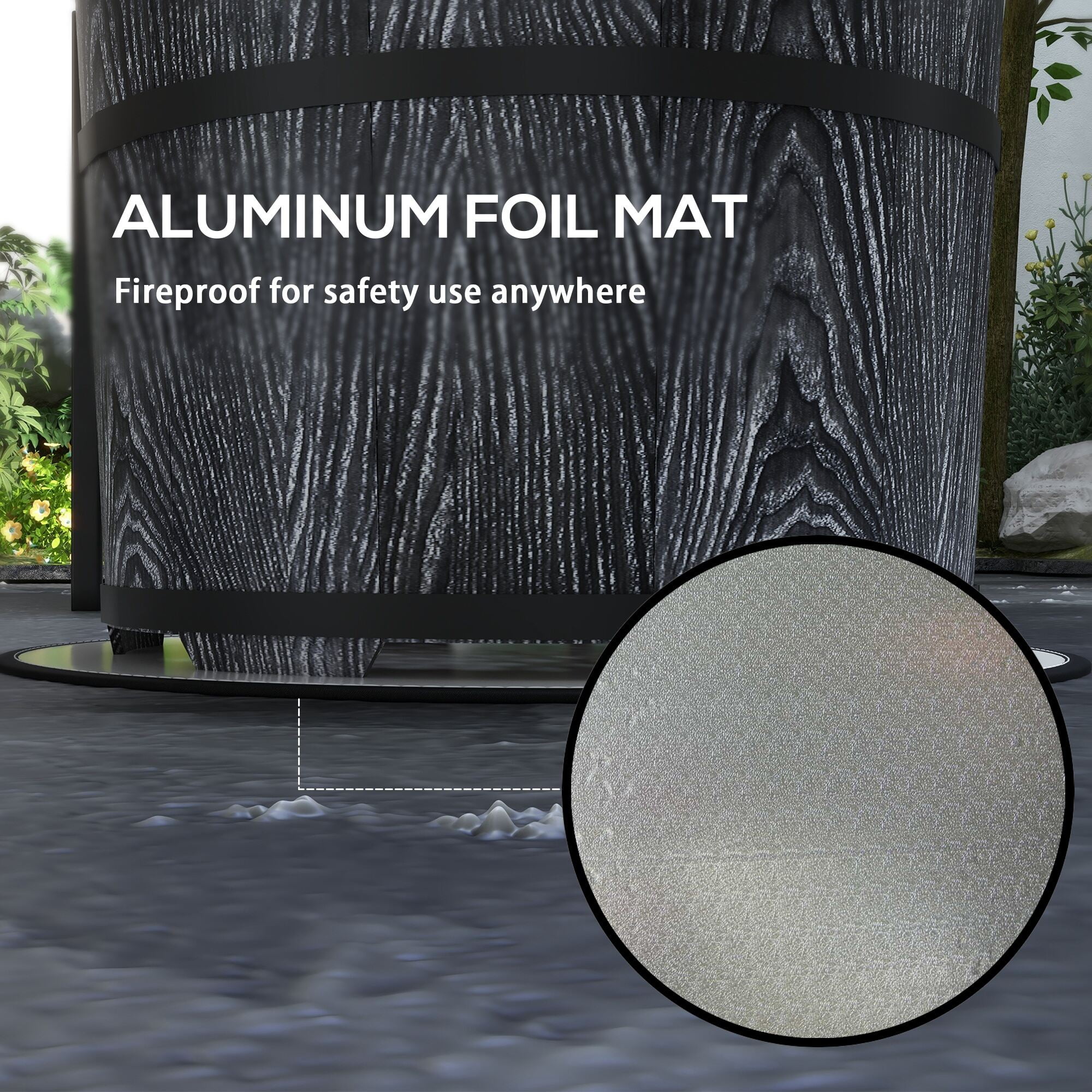 Outdoor Grill, Smokeless Fire Pit with Fireproof Mat, 20" Barrel Style Portable Wood Burning Firepit, Magnesium Oxide Low Smoke Camping Bonfire Stove for Backyard, Patio, Picnic, Black, BBQ Grill