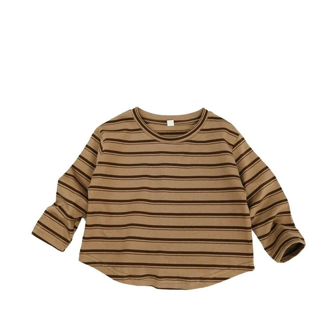 WEIYLL T-Shirt Fille Unisexe Rayé Décontracté Manches Longues Quotidien Doux Printemps Enfants Tee Tops