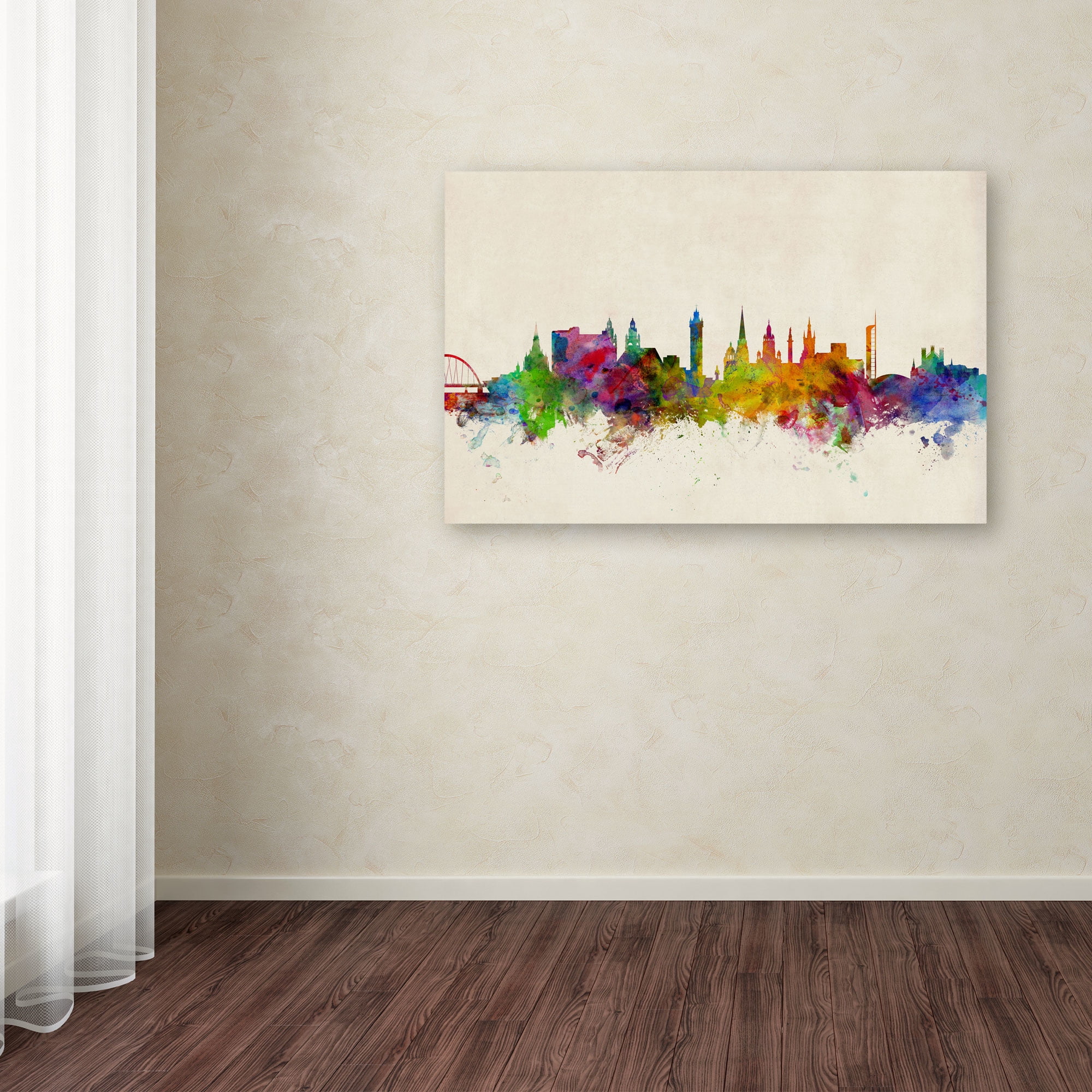 Trademark Fine Art "Glasgow Scotland Skyline" Canvas Art by Michael Tompsett