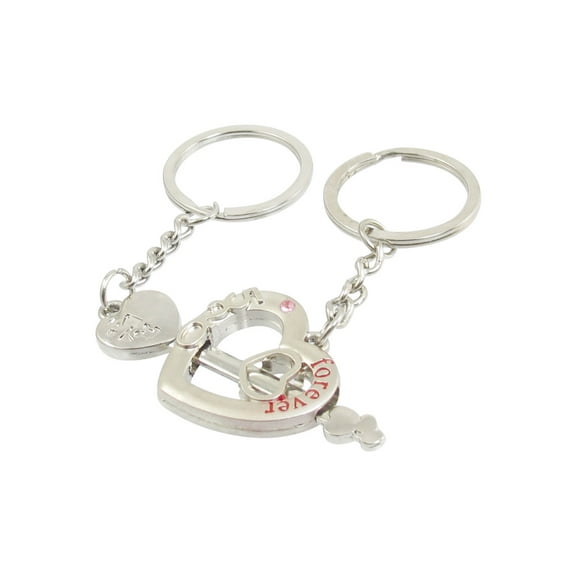 Lovers Metal Arrow Heart Pendant Key Ring Chain Silver Tone 2 Pcs