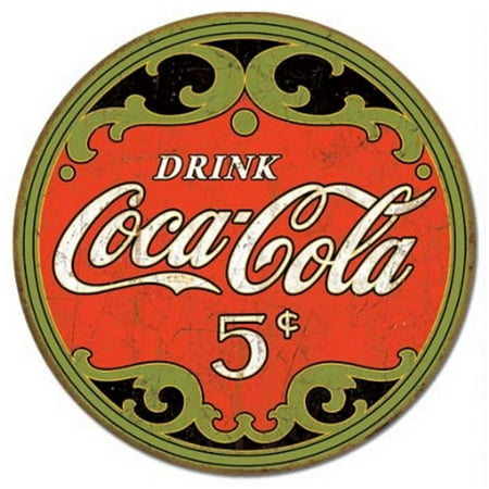 25 Cents Tin Sign - Coca-Cola Round 5 Cents Tin Sign - 12x12