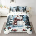 thumbnail image 2 of jejeloiu Christmas Snowmen Bedding Comforter Set 7-Piece,Red Berry King Bedding Sets,Happy New Year Bed Sheets For Children,Lightweight Room Decor Reversible, 2 of 8