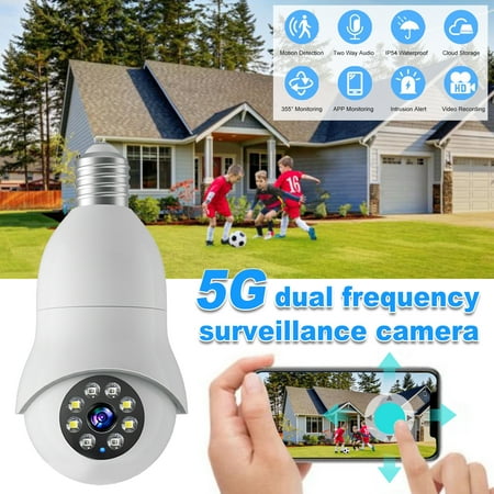 

E27 Light Bulb Camera Pomelotree 1080P 2.4GHz 5G WiFi Security Camera 360° Home Surveillance Indoor Outdoor Camera with Motion Detection Night Vision Two Way Talk