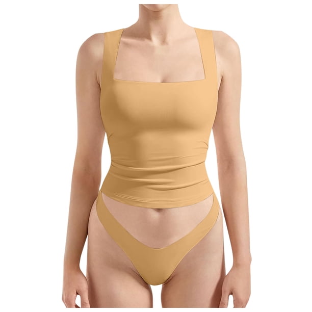 Camiseta sin mangas sexy con cuello cuadrado y espalda descubierta, tirantes ajustables, ropa de club, para mujer - XS-XL