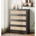 thumbnail image 4 of Must-Have Items Modern Black 5-Drawer Rattan Dresser with Charging Station | Functional Wooden Storage Solution for Bedroom, Living Room, or Hallway, 4 of 8