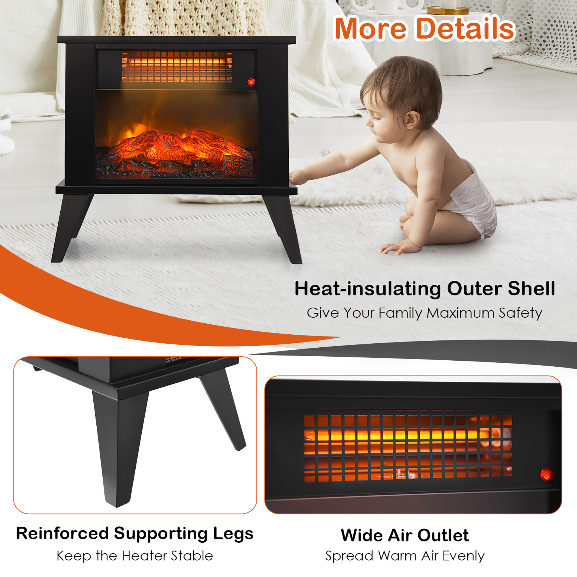 Buy Costway 14 Portable Electric Fireplace Heater Mini Freestanding