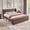 Dark Walnut, variant on OKD Fluted Queen Size Bed Frame with Wingback Headboard, Footboard Storage Bench with Built-in Drawers & Lift-Up Compartments, Wood & Steel Platform Bed Frame, No Box Spring Needed, Natural Oak