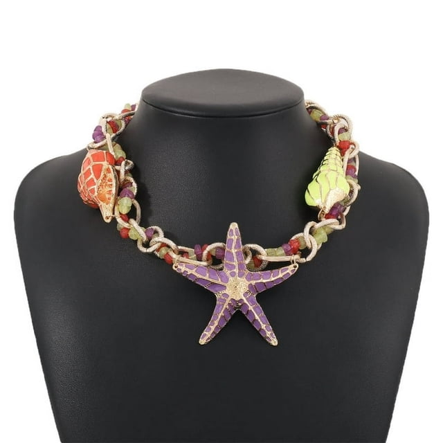 MesaSe Collier Ras du Cou Coquillage Étoile de Mer Unique pour Grand Collier Rétro Pendentif Bijou Cadeau