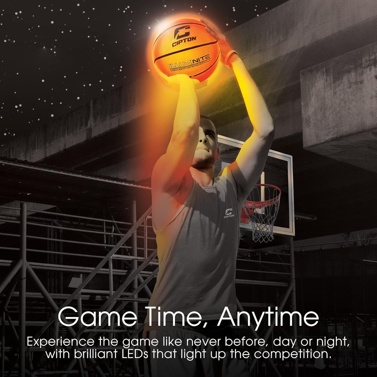 Cipton Basketball, LED Light Up Basketball, Junior Size 5 27.5" Indoor and Outdoor Basketball, Perfect for Outdoor Games, Basketball Pump Included, Premium Rubber Basketball