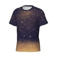 thumbnail image 3 of Yiaed Gold Black Glitter Print Mens Short Sleeve Tight Fit T-Shirt, Crewneck Casual Tee-X-Large, 3 of 5