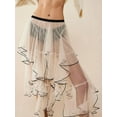 thumbnail image 6 of Michellecmm Women Sheer Tulle Skirt Casual Summer Irregular Layered Ruffled Elastic Skirt for Beach Vacation Club Streetwear, 6 of 9