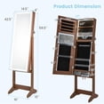 thumbnail image 4 of Giantex Full Length Dressing Mirror Jewelry Cabinet, Large Capacity Freestanding Lockable Jewelry Armoire, Walnut, 4 of 9
