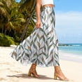 thumbnail image 4 of LWavelet Women Leaf Print Maxi Skirt Elastic Waist With Pockets Boho Long Skirt Mint Green S, 4 of 5