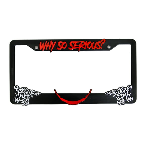 LP Frameworks Why So Serious for Joker 3D Raised License Plate Frame | 1 Pack Car License Plate Cover | Universal US Black License Plate Holder | Auto Accessories (Car, Truck and SUV) (Red)