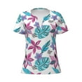 thumbnail image 4 of Wukai Hawaiian Style Casual V-Neck Graphic Tees for Women: Lightweight and Breathable Summer Tops with Stylish Design-Small, 4 of 8