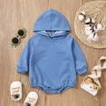 thumbnail image 2 of EnJoCho Kids Fall Casual Romper Baby Girls Boys Solid Long Sleeve Hooded Romper Tops Toddler Child Sports Pullover Bodysuit Soft Home Outwear Clothes, 2 of 9