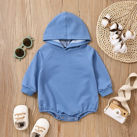 

NIUREDLTD Baby Girls Boys Solid Autumn Long Sleeve Hooded Romper Bodysuit Clothes