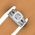 thumbnail image 4 of Dazzlingrock Collection 1.50 Carat (ctw) 14K Princess & Round Diamond Split Shank Halo Engagement Ring Set, White Gold, Size 4.5, 4 of 4