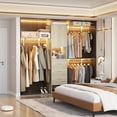 thumbnail image 3 of Homieasy 20.2'' - 96'' W Closet System with Wooden Drawers, Door and Hanging Rods(cut To Fit), White Oak, 3 of 7