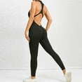 thumbnail image 4 of Sexy Hollow Backless Sporty Jumpsuits Fitness Overalls for Women Scrunch Workout Rompers One Pieces Sport Suit Zip Gym Jumpsuit (8699 Brown,L), 4 of 7