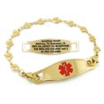 thumbnail image 1 of MedicEngraved Yellow Gold Stainless Steel Custom Medical Alert Bracelet - 5mm Heart Link, 1 of 7