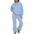 thumbnail image 2 of HKYNLAG Sweatsets Women 2 Piece Outfit Casual Hoodie Sweatsuit Sets Wide Leg Lounge Sets Running Workout Sets Matching Tracksuit Light Blue M, 2 of 6