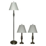 3-Piece Lamp Set, Brushed Steel