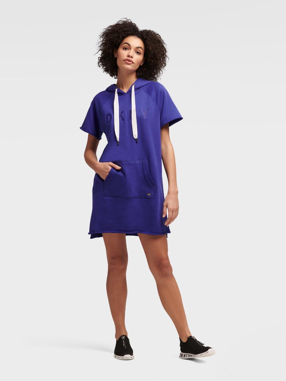 DKNY DKNY Sport Logo Hoodie Dress (Purple, XS)