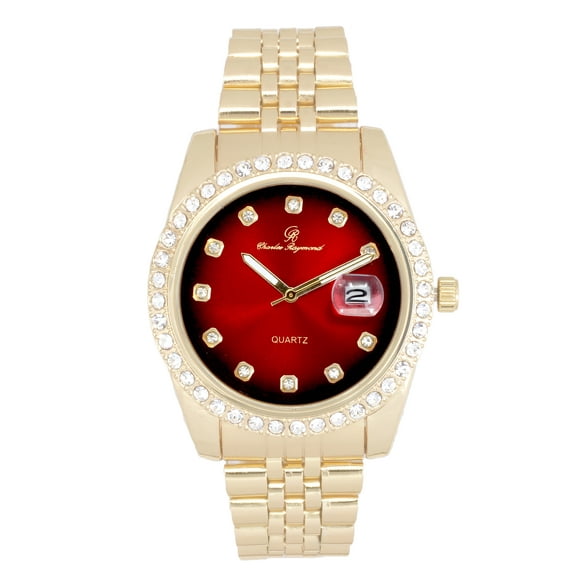 Charles Raymond Rolly Look Blinged Out to Shoot for The Stars - Designed for Kings w/ Big Demeanors! Stand Out w/This Diamond Iced Out Eye-Catching Dial Wristwatch - ST10355