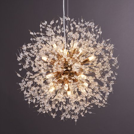 

SEFINN FOUR 12-Lights Modern Crystal Chandelier Pendant Lighting 3 Color Temperature Switch Adjusting Ceiling Light Fixture
