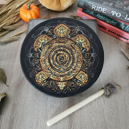 

JUNBYONE Vegan Shaman Alchemical Moon Drum 10 inches Sound Healing Tool Tunable Membrane Woman Frame Drum Medicine Instrument Soul Gift for Music Lovers
