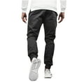 thumbnail image 2 of jsaierl Men's Solid Color Pencil Pants Casual Stretch Slim Fit Sweatpants Fashion Jogger Trousers with Multi Pockets, 2 of 5
