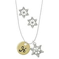 thumbnail image 1 of Delight Jewelry Goldtone Large Disc Letter - H - 3/4'' Silver tone Snowflake Charm Necklace and Stud Earrings, 1 of 4