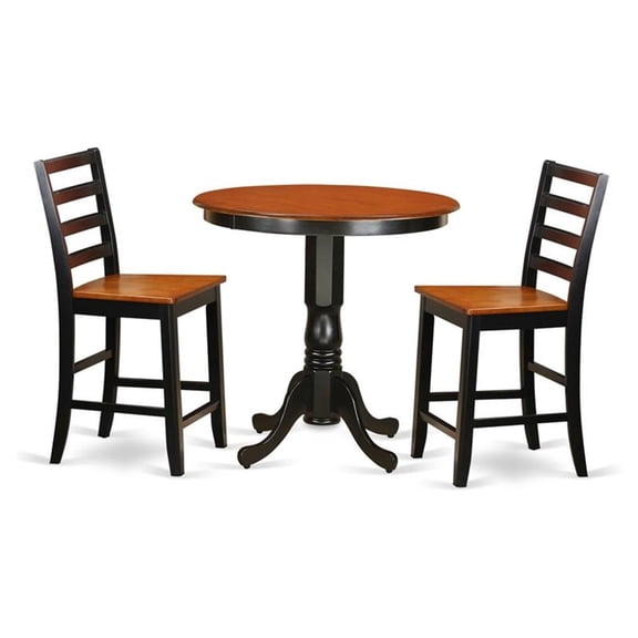 East West Furniture Jackson 3-piece Wood Dining Room Set in Black and Cherry