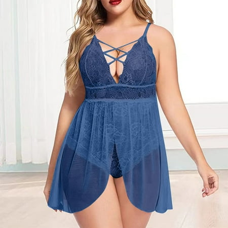 XWSHYW Pj Sets for Woman Plus Size Solid Color Lace Bra and Panty Sets Sexy Crew Neck Sleeveless Sleepwear Summer Savings Clearance