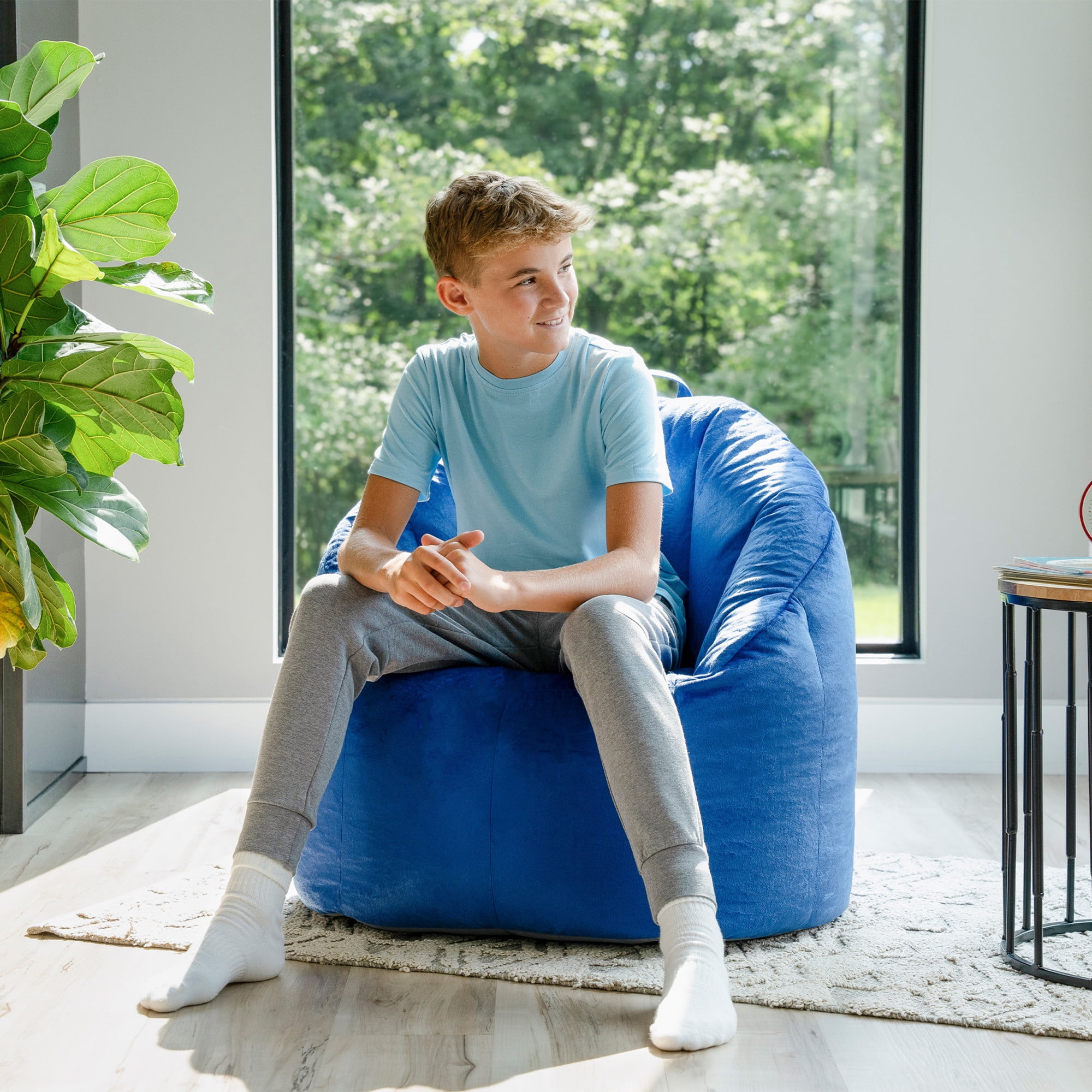 Big Joe Joey Bean Bag Chair for Kids/Teens, 2.5 ft Plush Lounge Chair, Soft & Lightweight, Electric Indigo