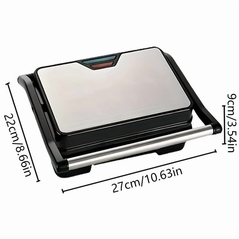 Electric Panini Press & Grill – 850W Contact Grill with Adjustable Temperature, Stainless Steel | Makes Sandwiches, Burgers, Steaks | Compact Design, Easy Cleanup