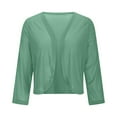thumbnail image 3 of Vinsonshop Women's Sheer Mesh Crop Shrug long Sleeve Sequin Bolero Glitter Lightweight Cardigan Jacket Light Green XXL, 3 of 4